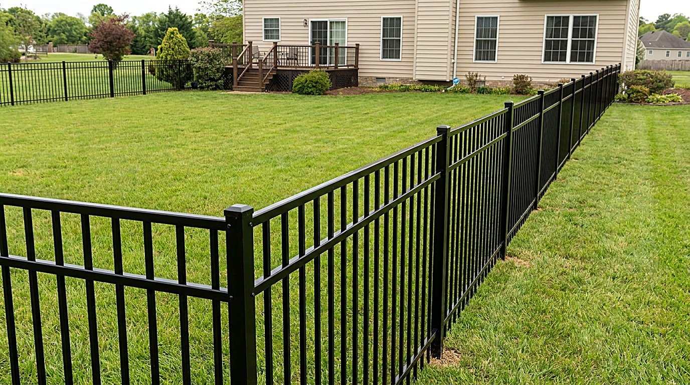Black aluminum fence background