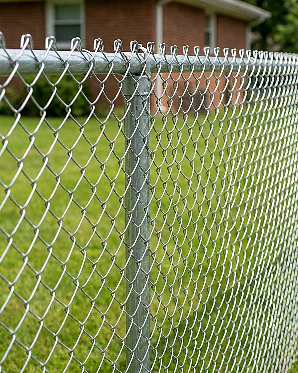 Close-up of galvanized chain link fence
