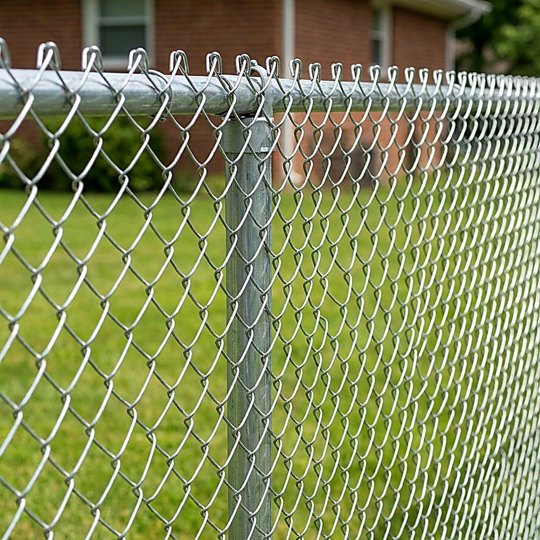 Close-up of galvanized chain link fence