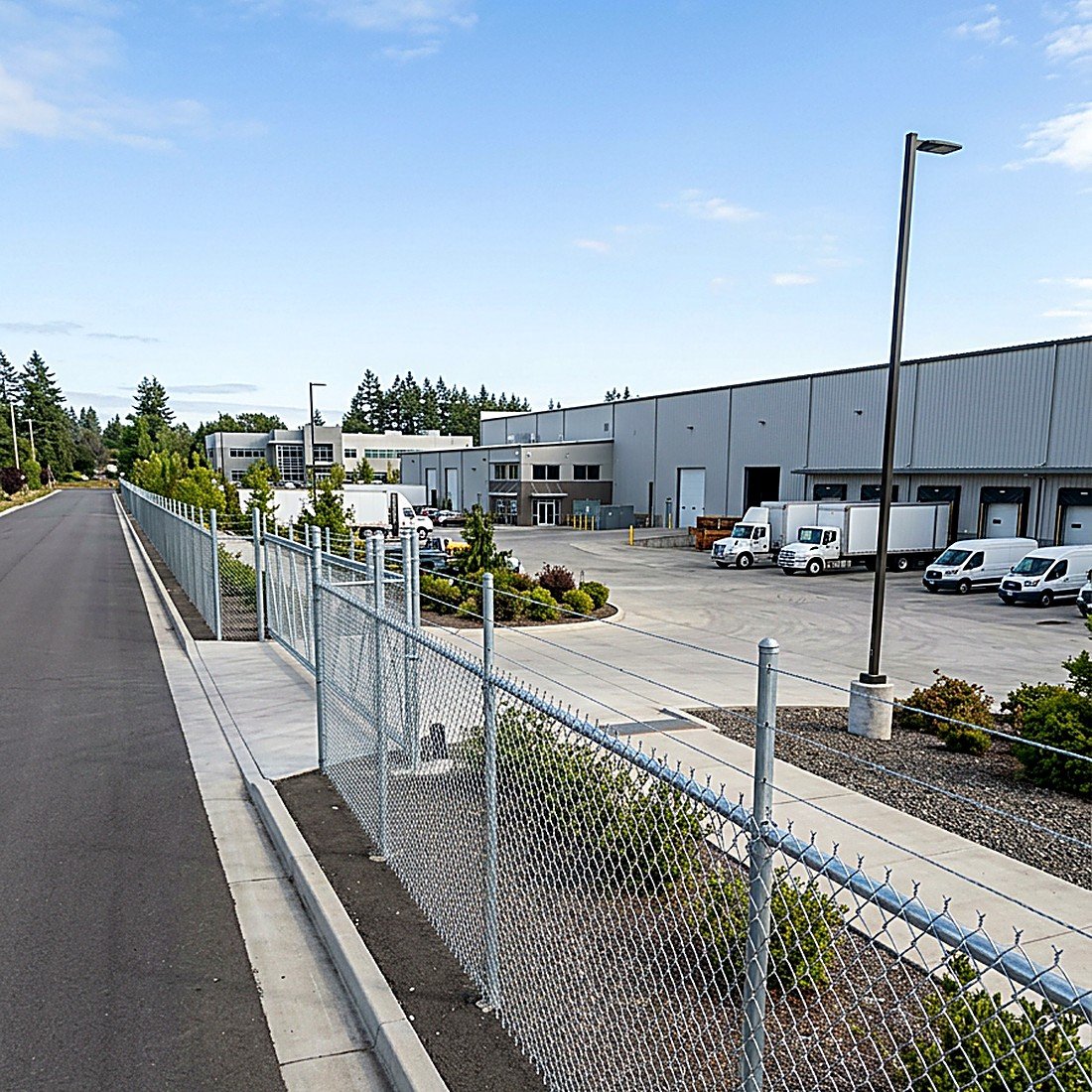 Galvanized chain link fence at a commercial property