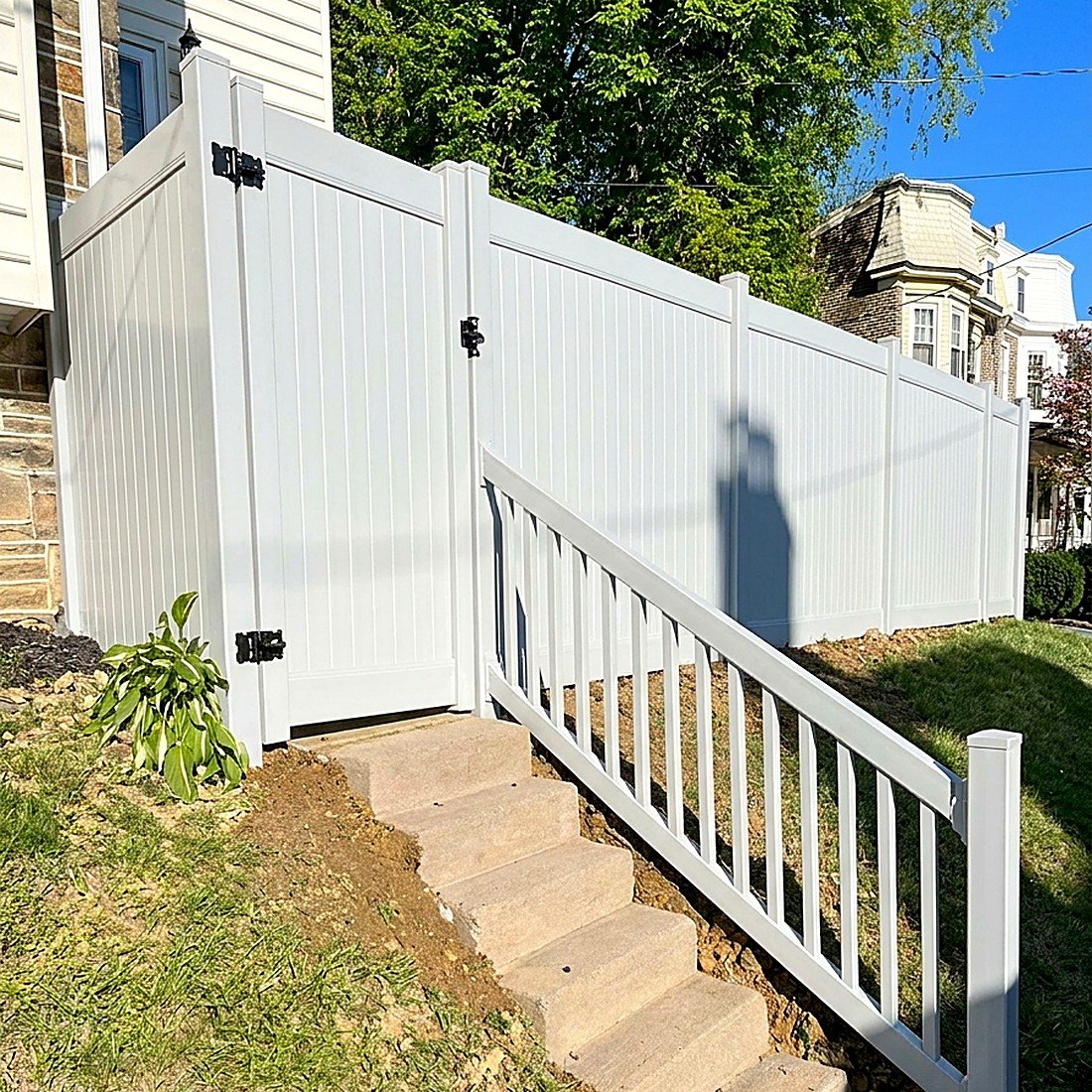 White PVC gate and stair railing