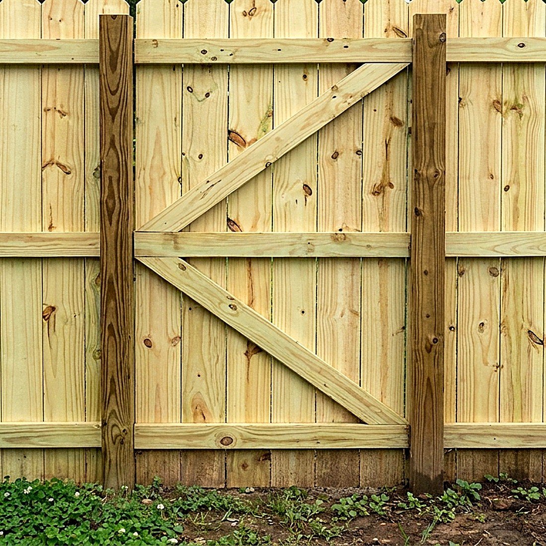 Cedar wood privacy fence corner