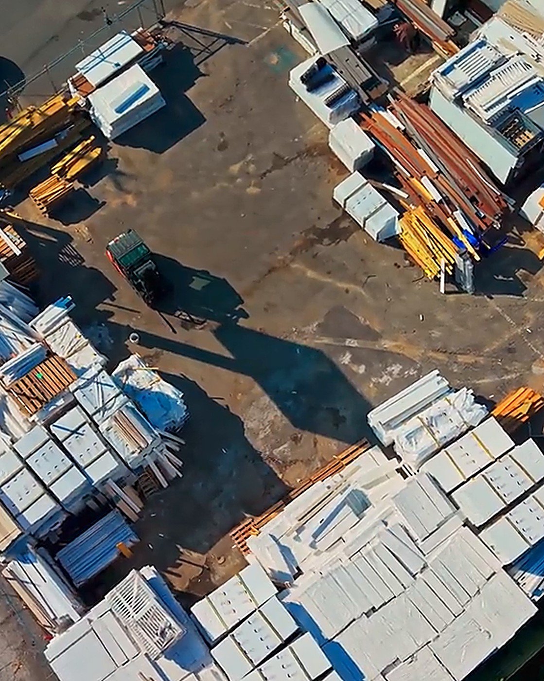 Aerial drone view of South Star Supplies materials yard